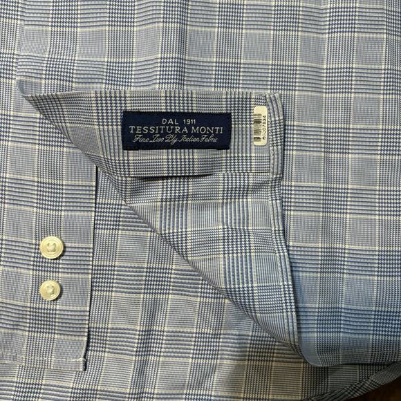 Suitsupply Shirt Mens 43 17 Extra Slim Fit Blue Egyptian Cotton Tessitura Monti - Picture 4 of 11